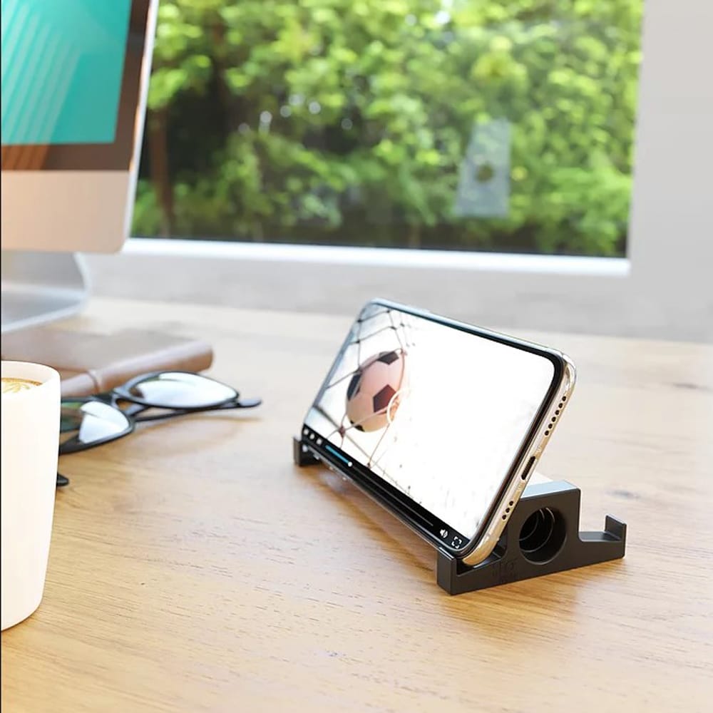 מעמד שולחני מעץ להנחת טלפון נייד או טאבלט עד 13 אינץ'