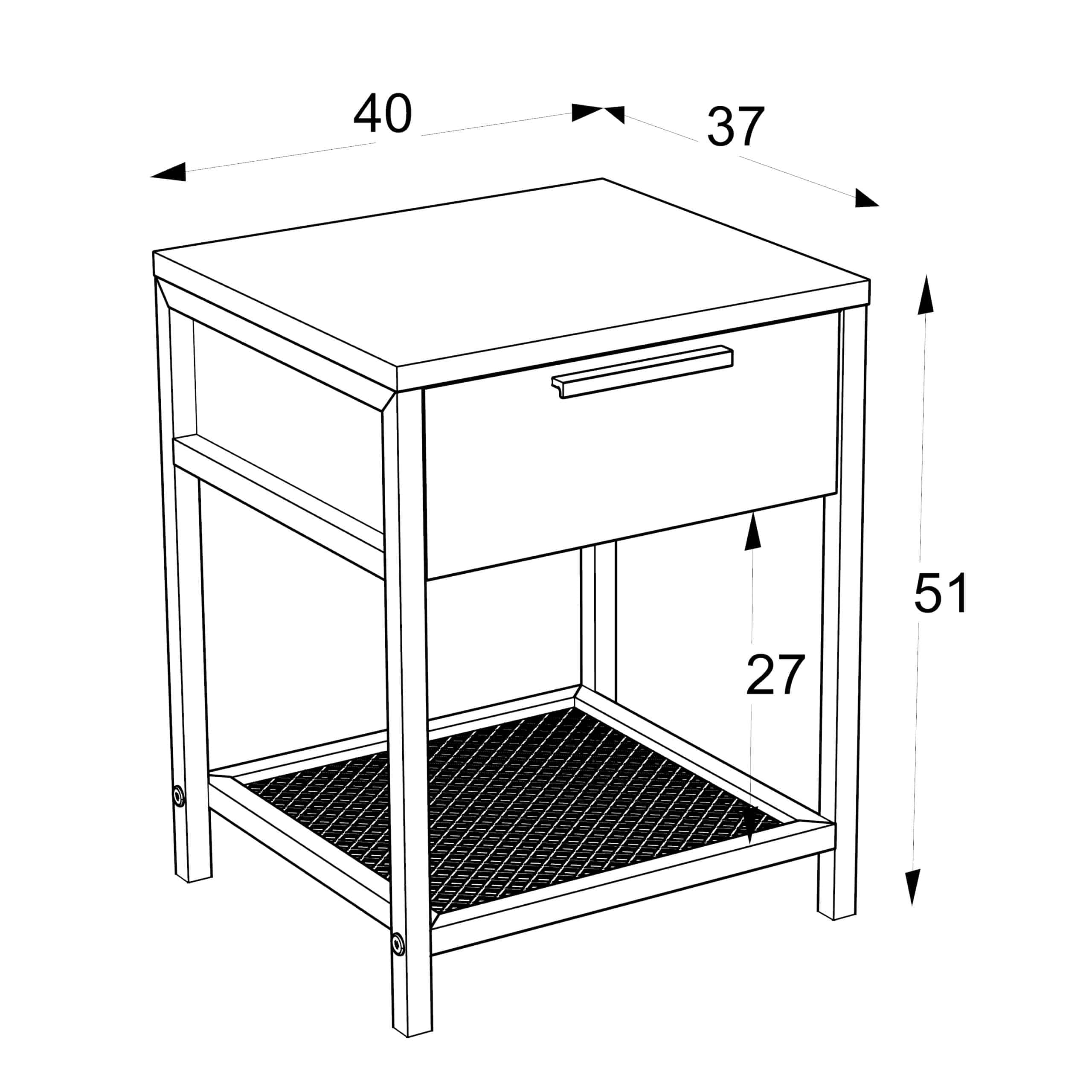 שידת צד מעוצבת עם מגירה ומדף רשת תחתון לאחסון דגם יהלי