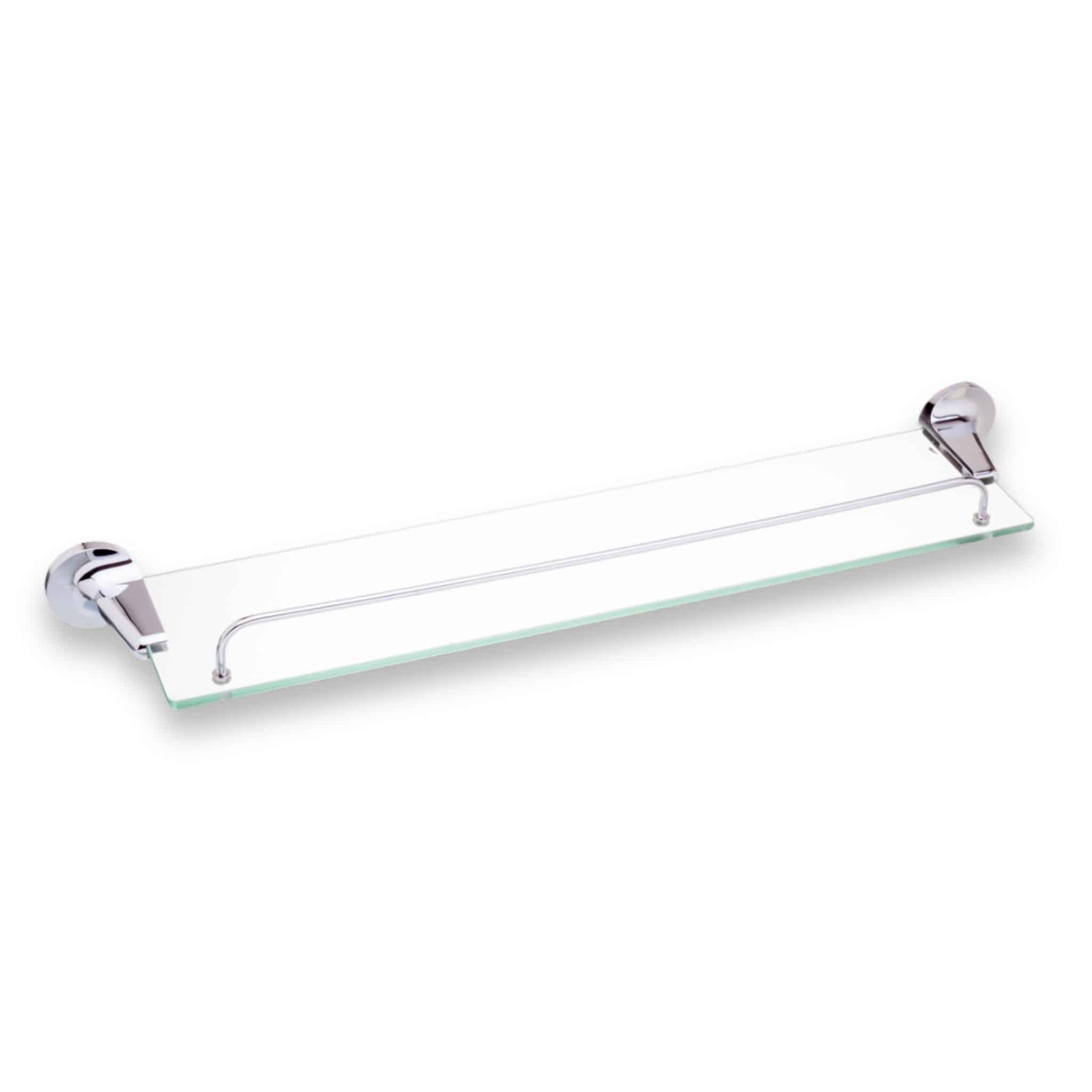מדף זכוכית עם מעקה למקלחת - 60 ס"מ - סדרת פופולאר