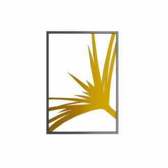 תמונה ממתכת בעיצוב פרח בצבע זהב עם מסגרת שחורה 50*35 ס"מ