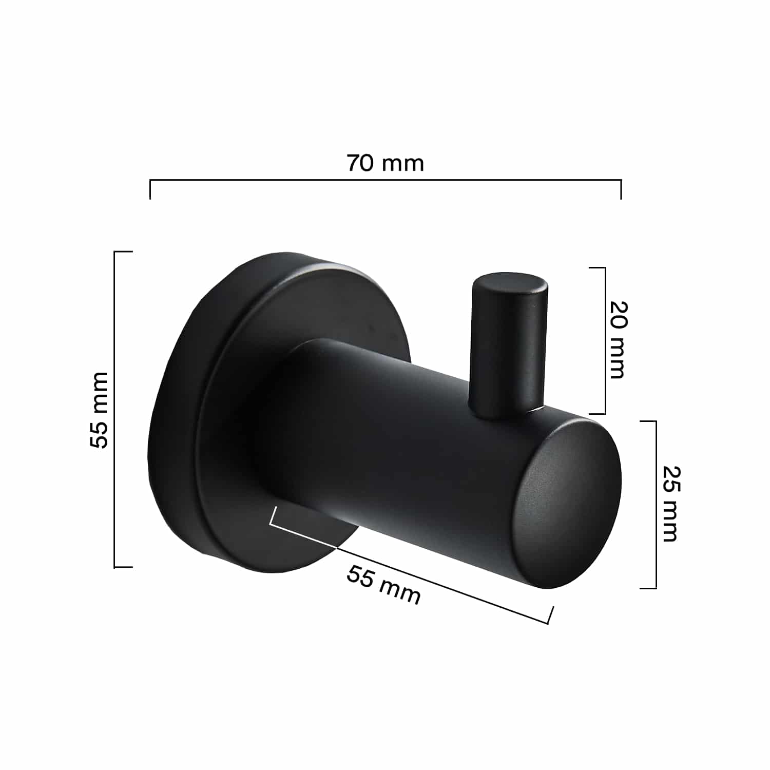 קולב נירוסטה למקלחת לשירותים או למטבח - שחור