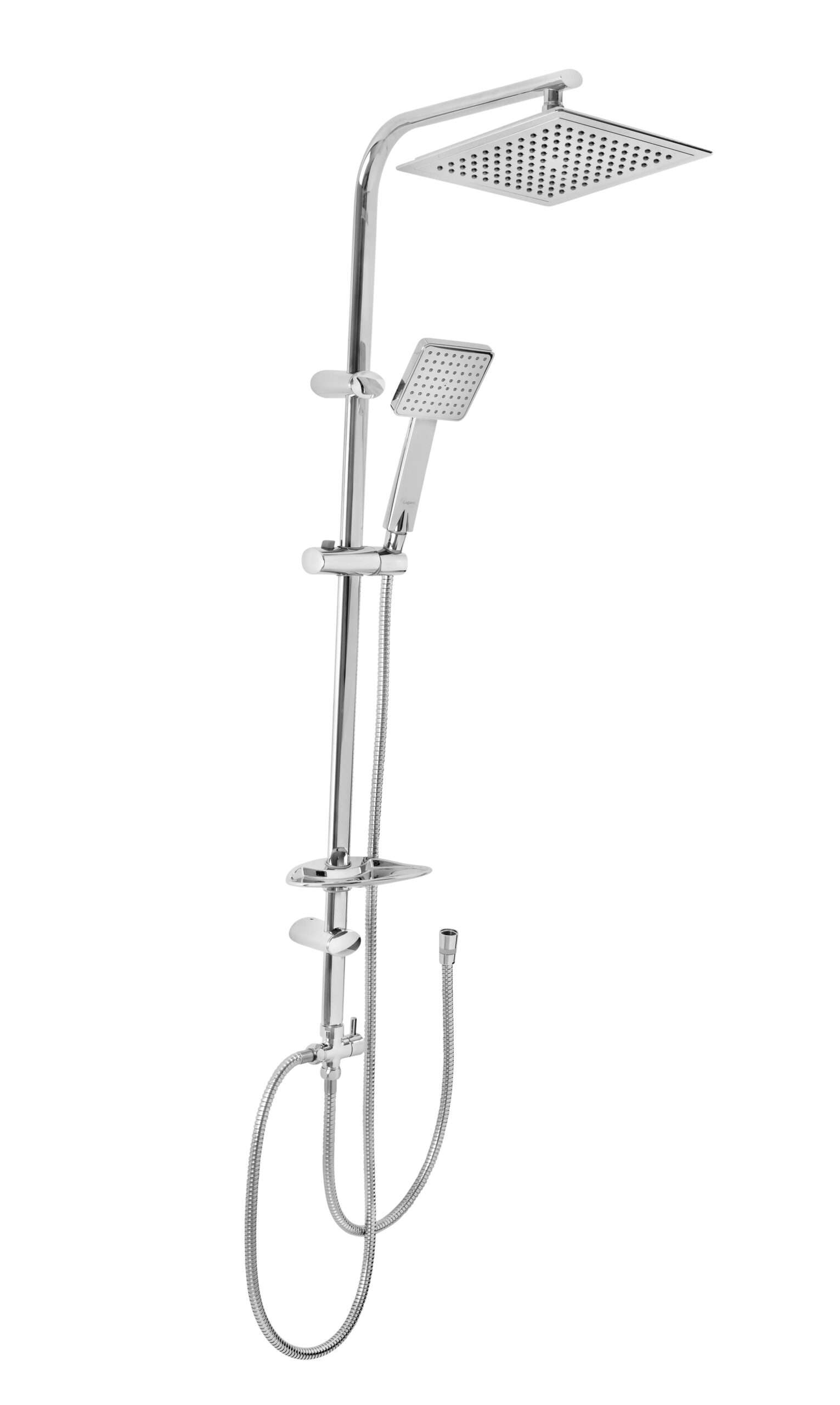 סט מערכת רחצה למקלחת משולבת ראש גשם עם מזלף + צינור, מוט מתכוונן עם בורר מצבים וסבוניה. דגם ABSOLOTO אבסולוטו