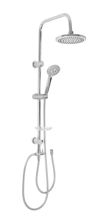 סט מערכת רחצה למקלחת משולבת ראש גשם עם מזלף + צינור, מוט מתכוונן וסבוניה. דגם SUPER MAXIMO סופר מקסימו