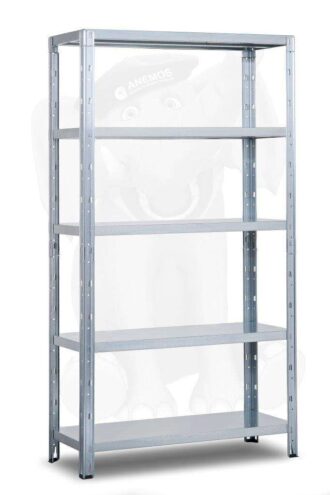 כוננית 5 מדפים פירנצה - למחסן ולבית, העמסה עד 200 ק''ג על מדף ממתכת בצבע כסוף 40X100X190