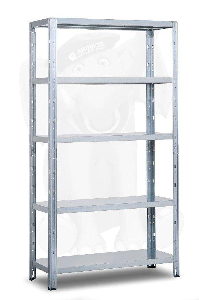 כוננית 5 מדפים פירנצה - למחסן ולבית, העמסה עד 200 ק''ג על מדף ממתכת בצבע כסוף 40X100X190