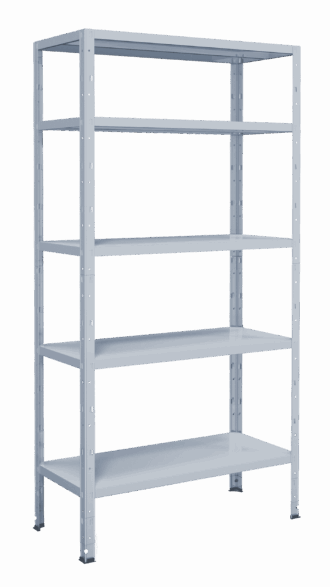 כוננית מתכת 5 מדפים קרוסר - למחסן ולבית, העמסה עד 20 ק''ג על דף ממתכת בצבע אפור מגורען 40X92X172
