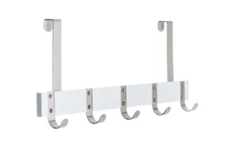 קולב לדלת עץ+נירוסטה - לבן