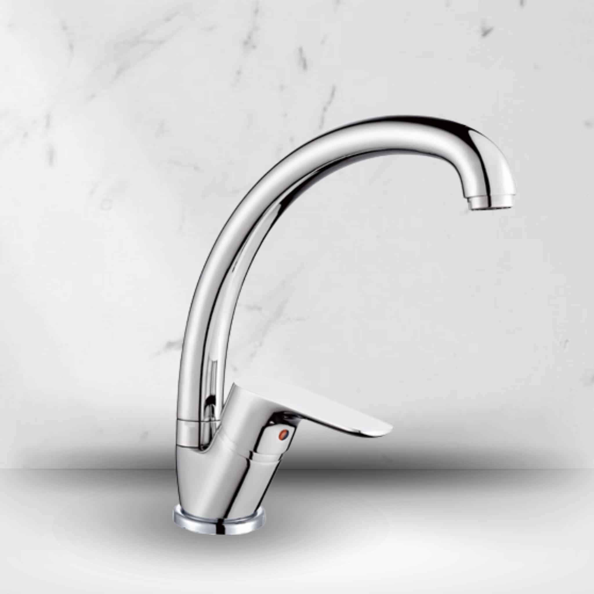 ברז לכיור מטבח עם פיית "ברבור" קשתית ארוכה מסתובבת - כרום