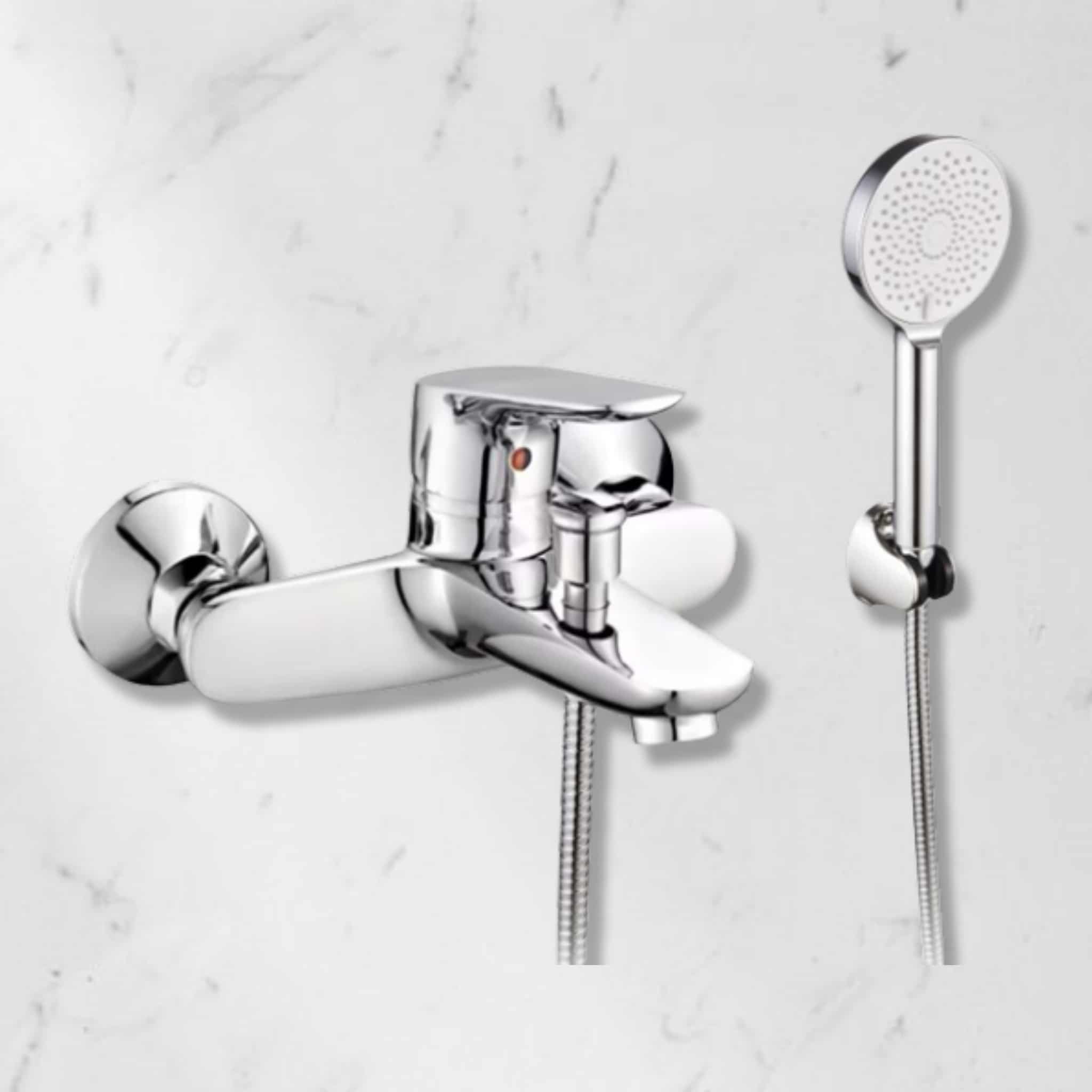 סוללה אמבטיה עם מזלף יד + צינור 1.5 מ' + תפס למזלף - שחור