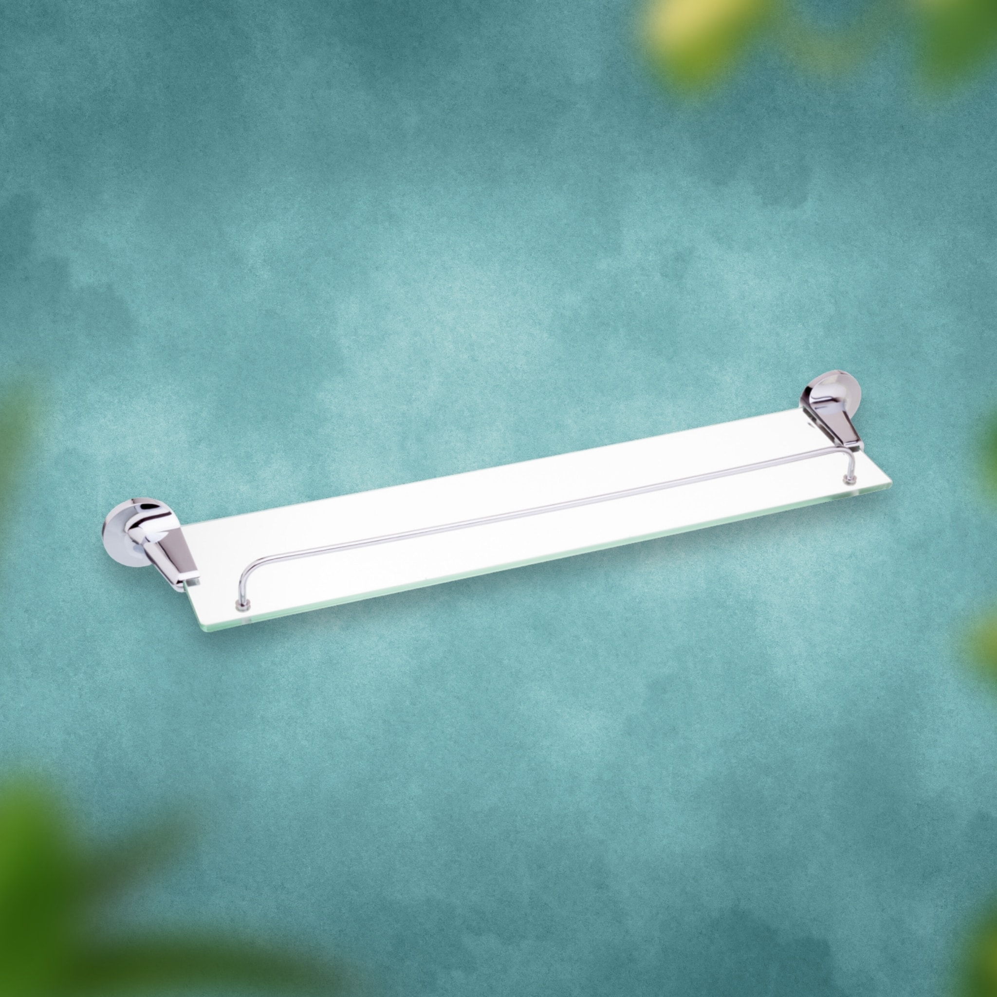 מדף זכוכית עם מעקה למקלחת - 60 ס"מ - סדרת פופולאר