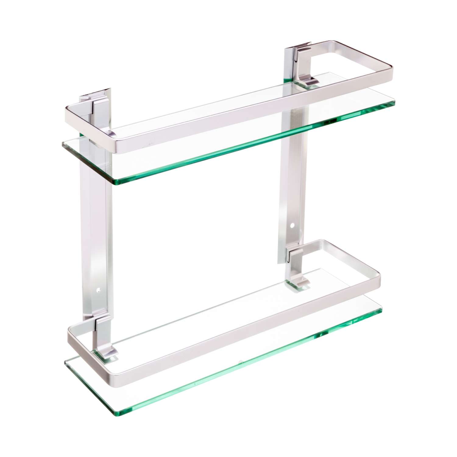 מדף זכוכית עם מעקה למקלחת - 2 קומות - סדרת פופולאר