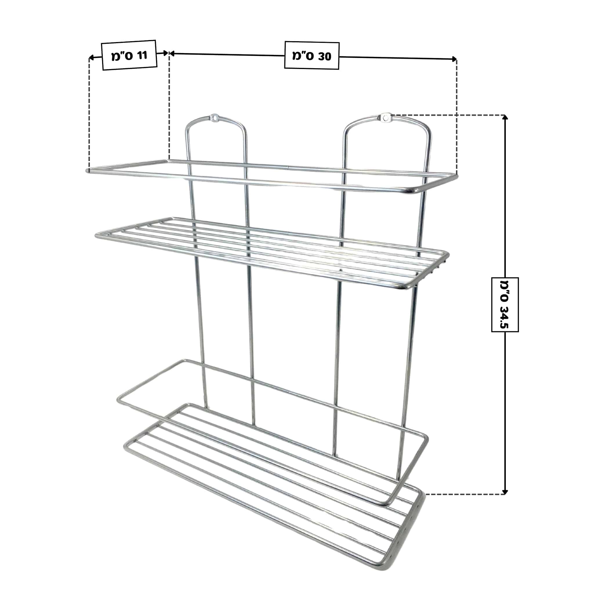 מדף רשת 2 קומות מדפים לתליה לאמבטיה 2 - כרום
