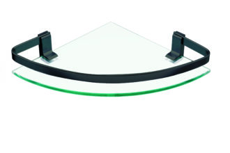 מדף זכוכית פינתי -שחור