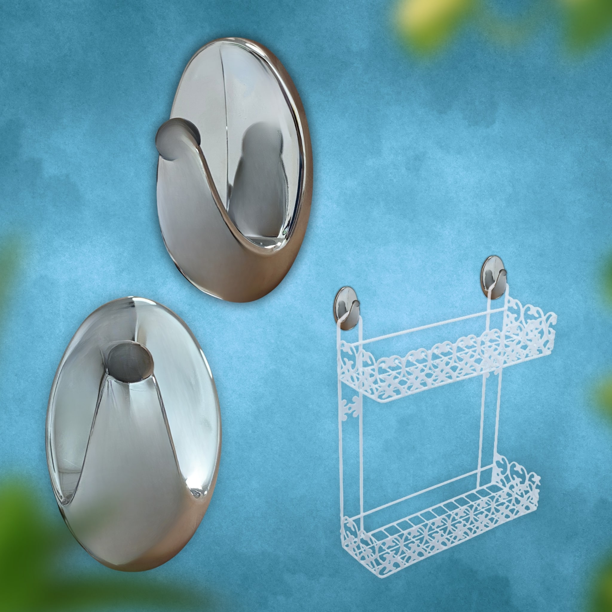 זוג קולבים לתליית רשתות אמבטיה - כרום - 2 יח’