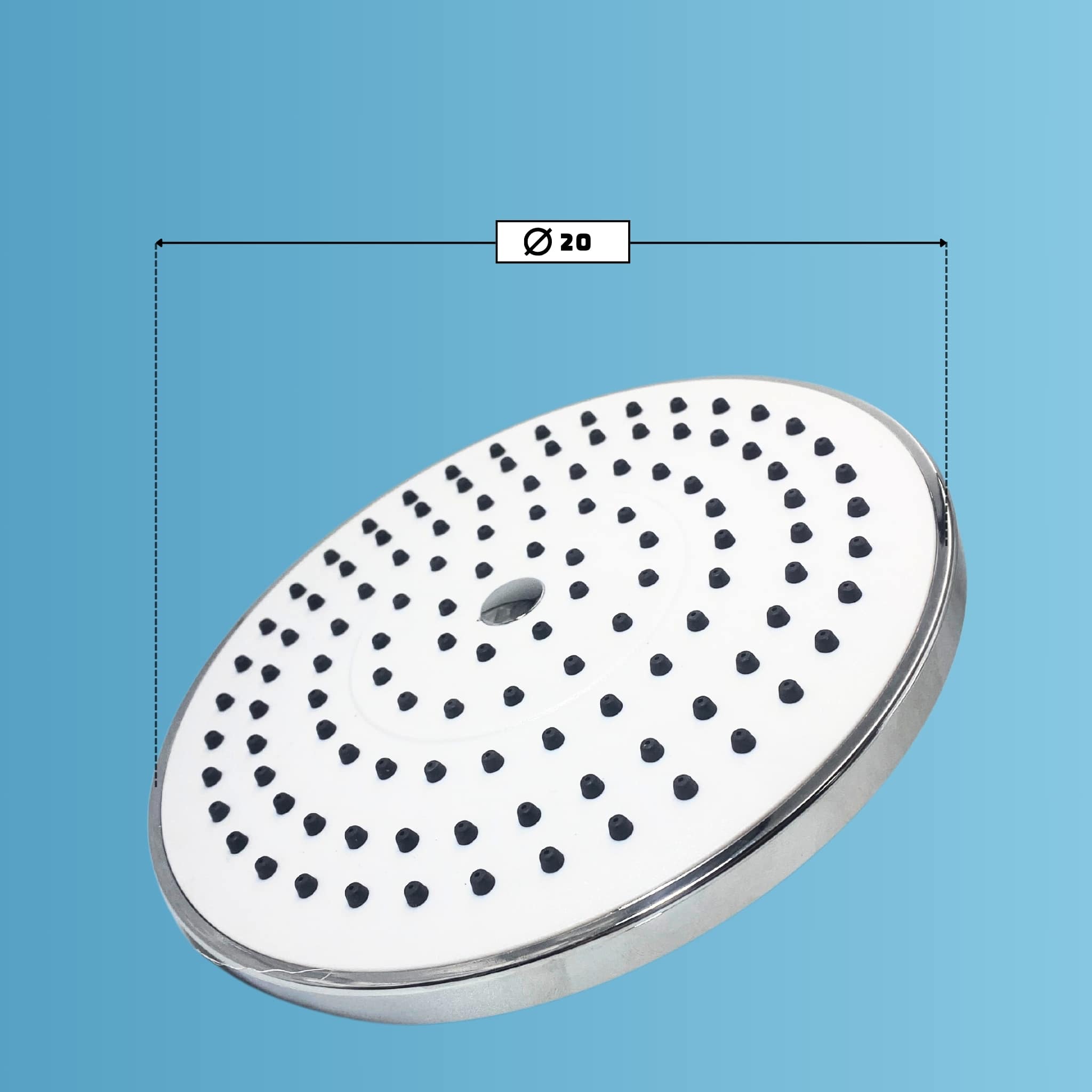 ראש מקלחת עגול 200 מ"מ פאולו לבן-כרום