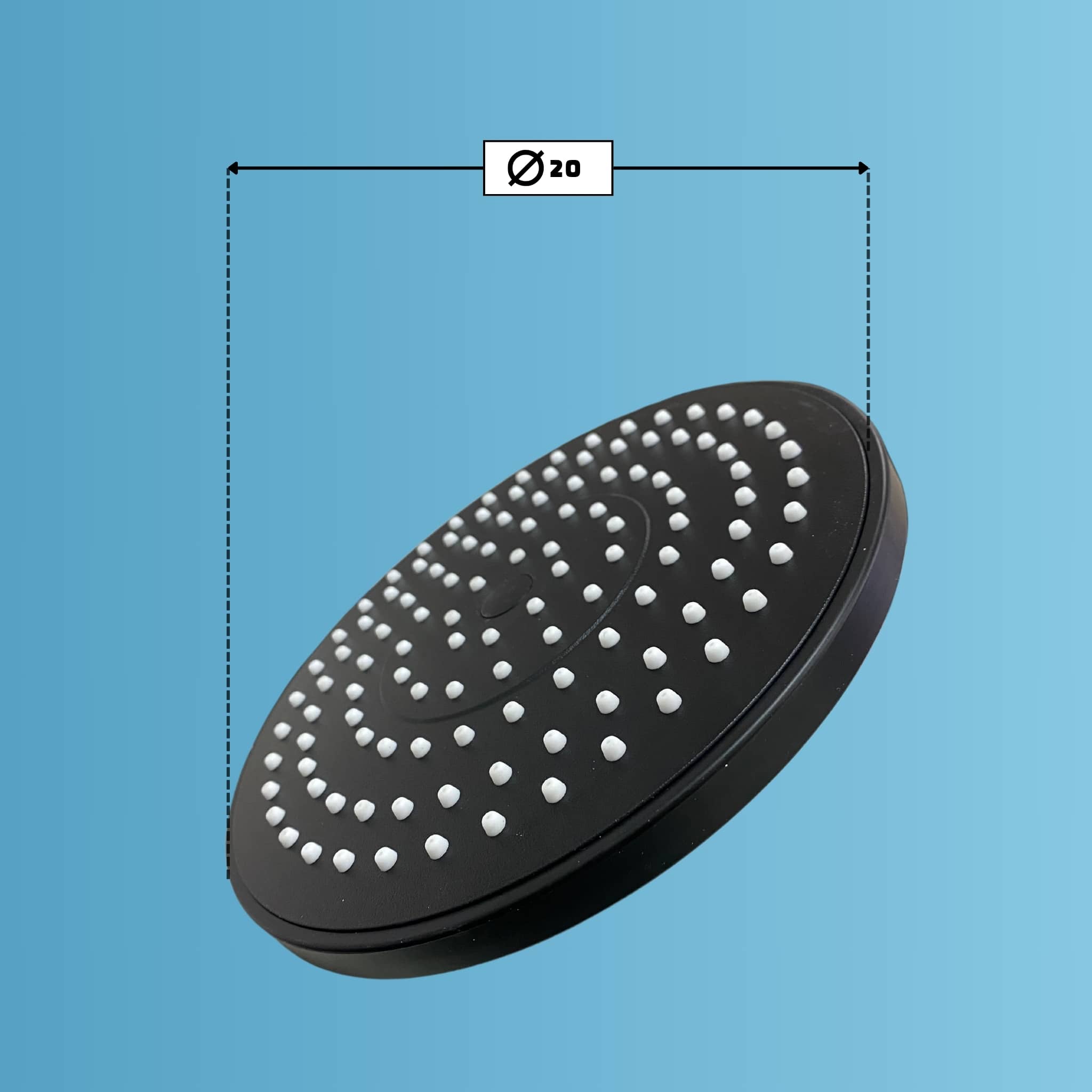 ראש מקלחת עגול 200 מ"מ מריו שחור