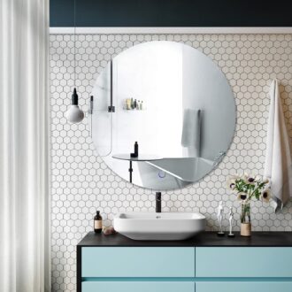 מראה עגולה קוטר 60 ס"מ -מסגרת שחורה