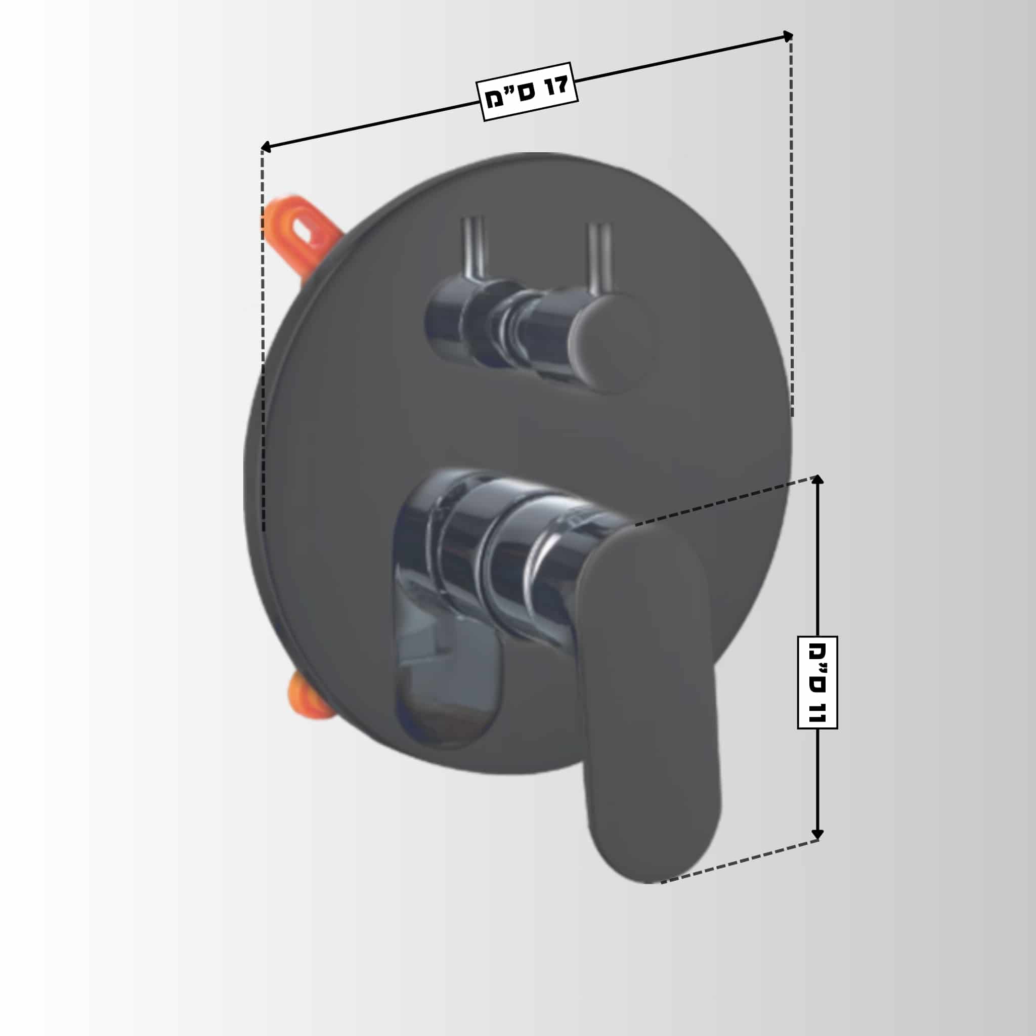 סוללה אמבטיה עם מזלף יד + צינור 1.5 מ' + תפס למזלף - שחור