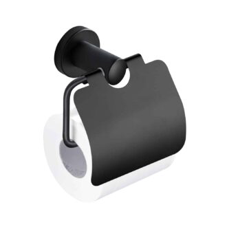 מתלה נייר טואלט עם מכסה - גימור שחור