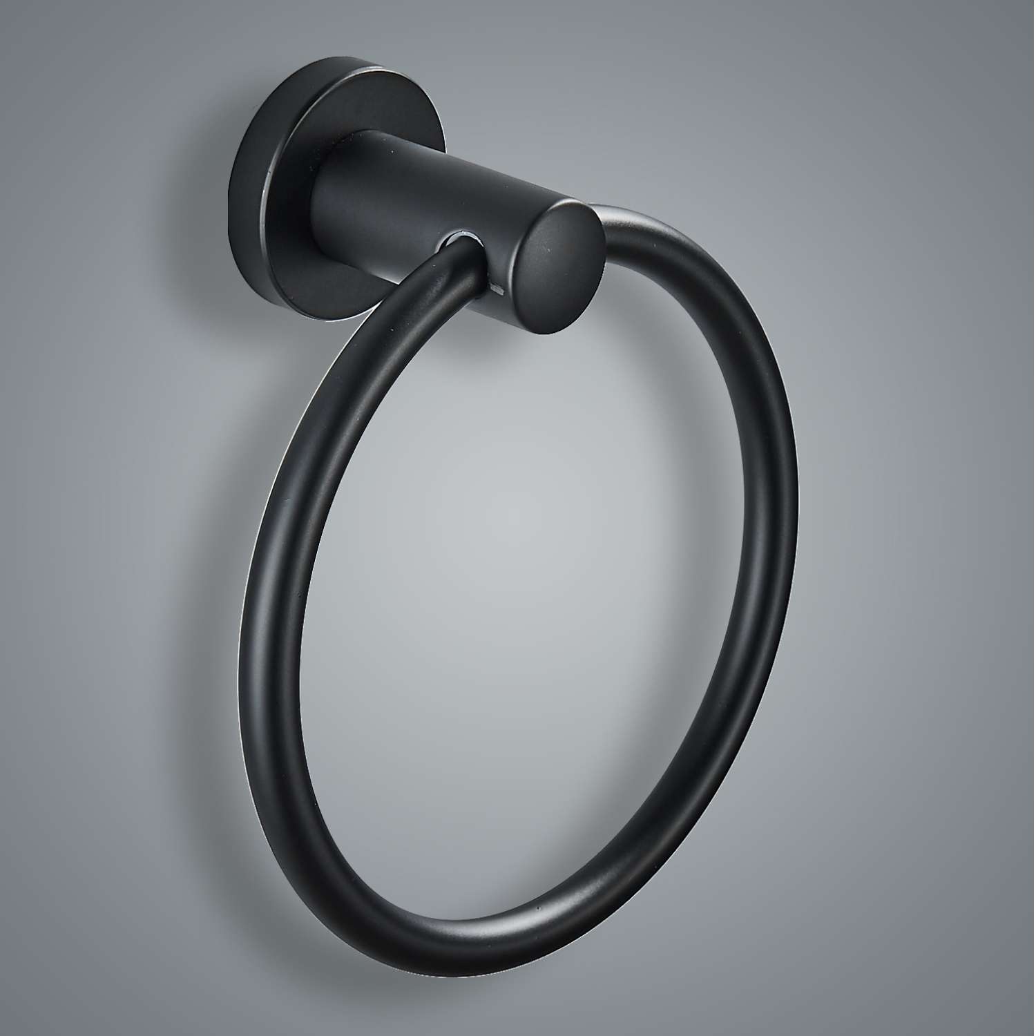 מתלה מגבות עגול טבעת - שחור מנירוסטה