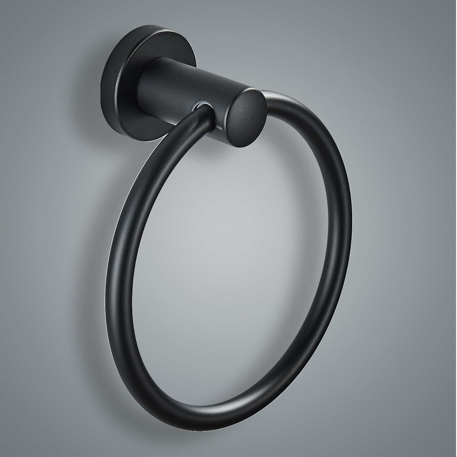 מתלה מגבות עגול טבעת - שחור מנירוסטה