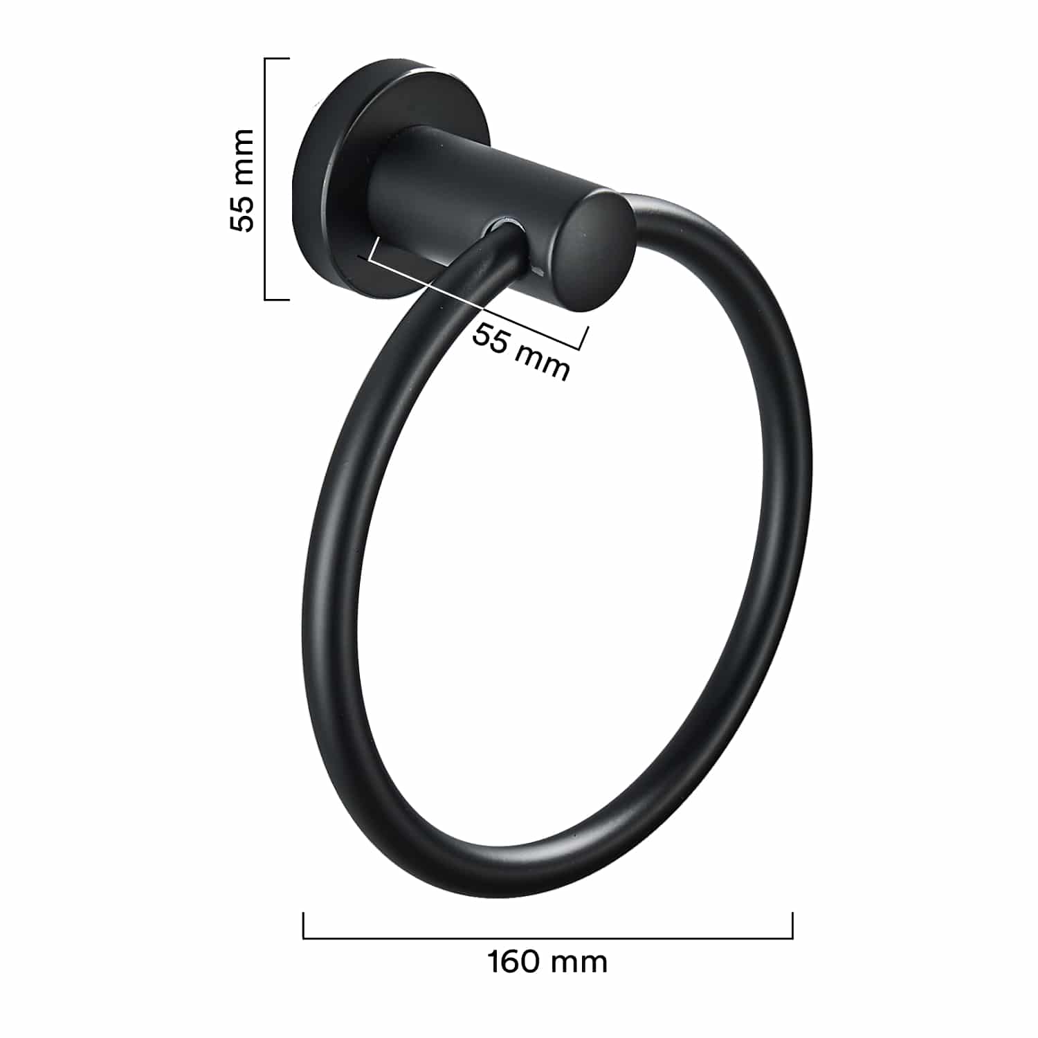 מתלה מגבות עגול טבעת - שחור מנירוסטה