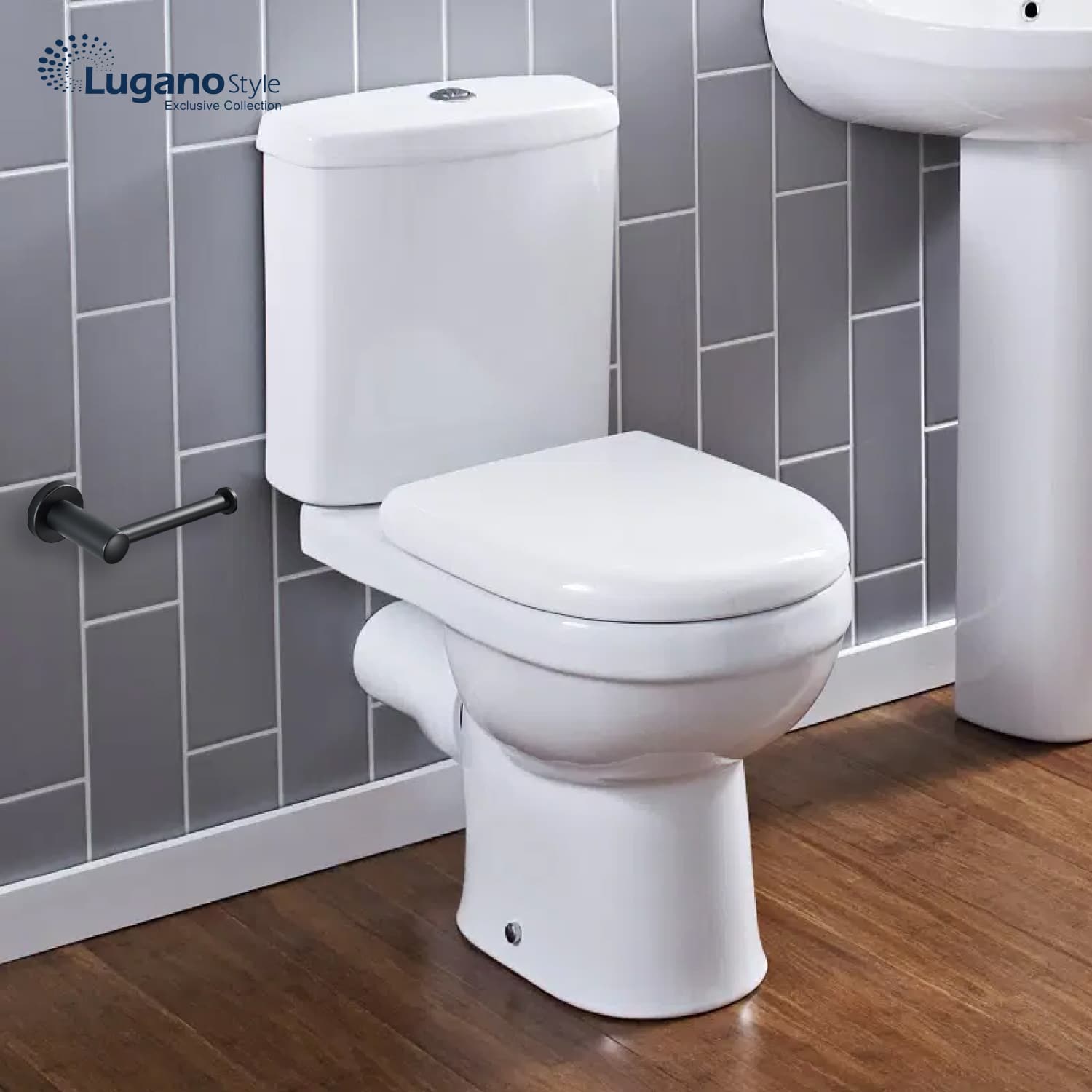 מחזיק נייר טואלט לשירותים נירוסטה שחור