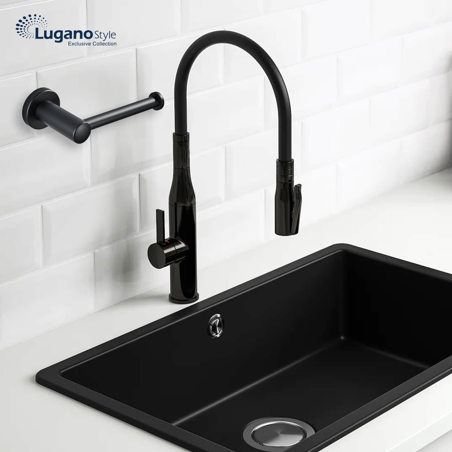 מחזיק נייר טואלט לשירותים נירוסטה שחור