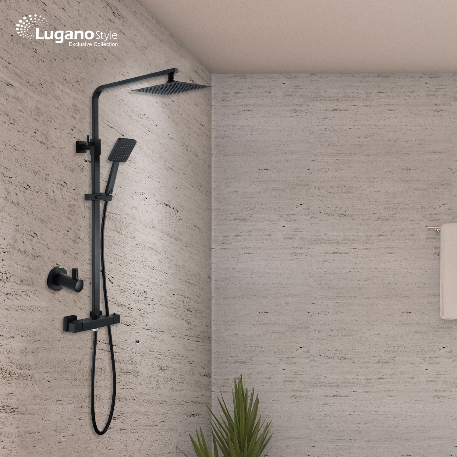 קולב נירוסטה למקלחת לשירותים או למטבח - שחור