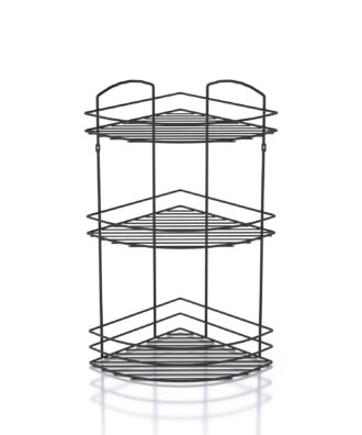 מדף רשת פינתי 3 קומות למקלחת - שחור