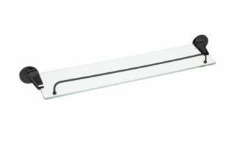 מדף זכוכית + מעקה -שחור