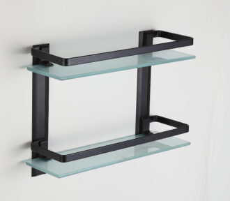 מדף זכוכית 2 קומות -שחור