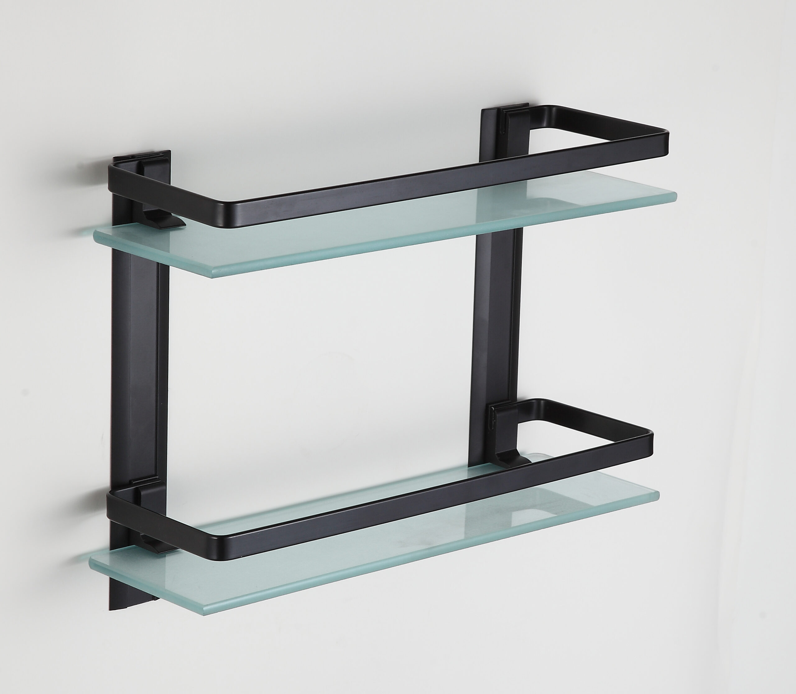 מדף זכוכית 2 קומות -שחור