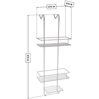 מדף רשת 2 קומות מדפים לתליה לאמבטיה 2 - כרום