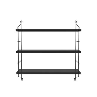כוננית 3 מדפים עץ לתליה 60*62*15 שחור