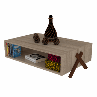 שולחן סלון רגלי X אגוז-אלון