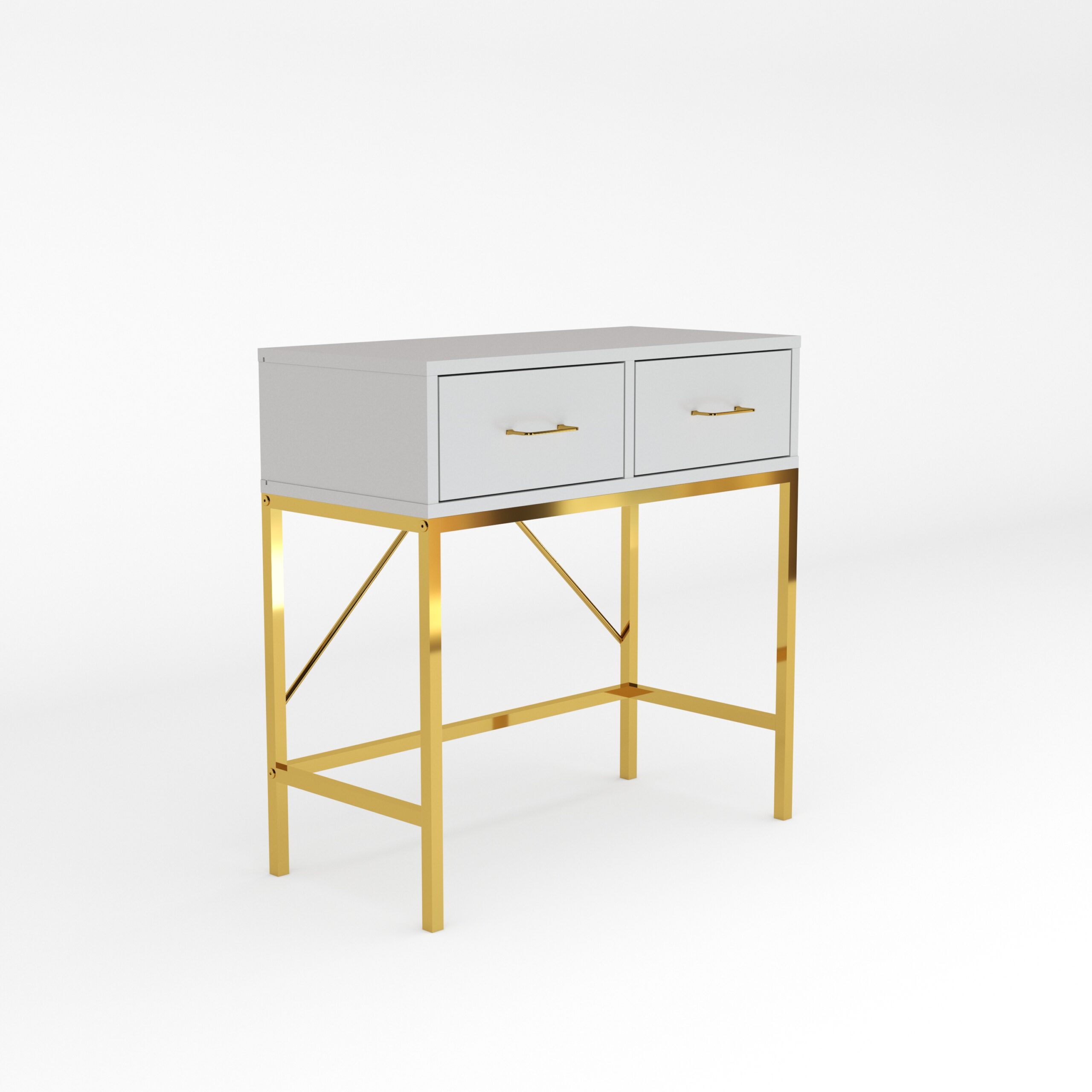 קונסולת כניסה מעוצבת דגם ליחן זהב-לבן