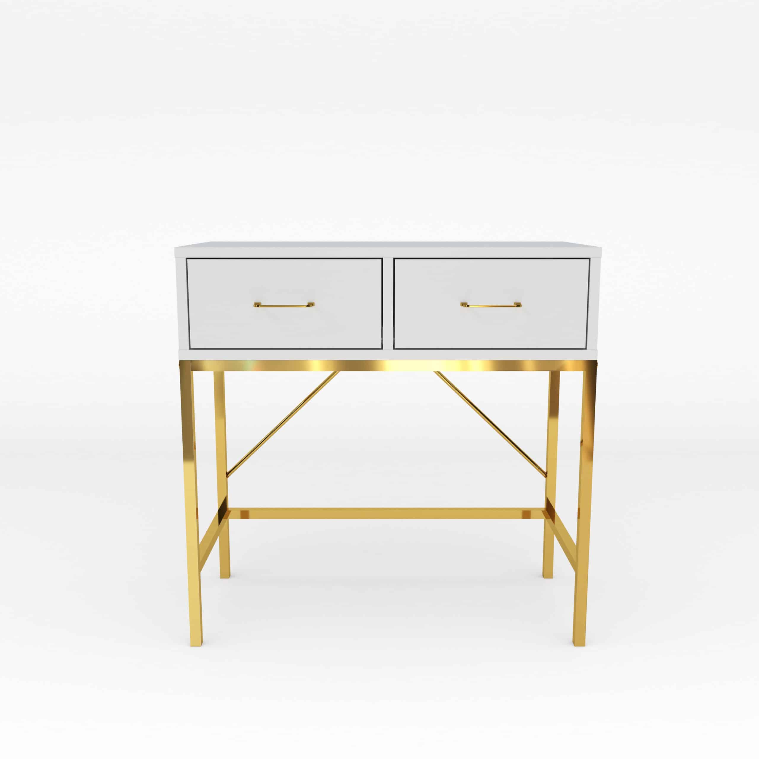 קונסולת כניסה מעוצבת דגם ליחן זהב-לבן