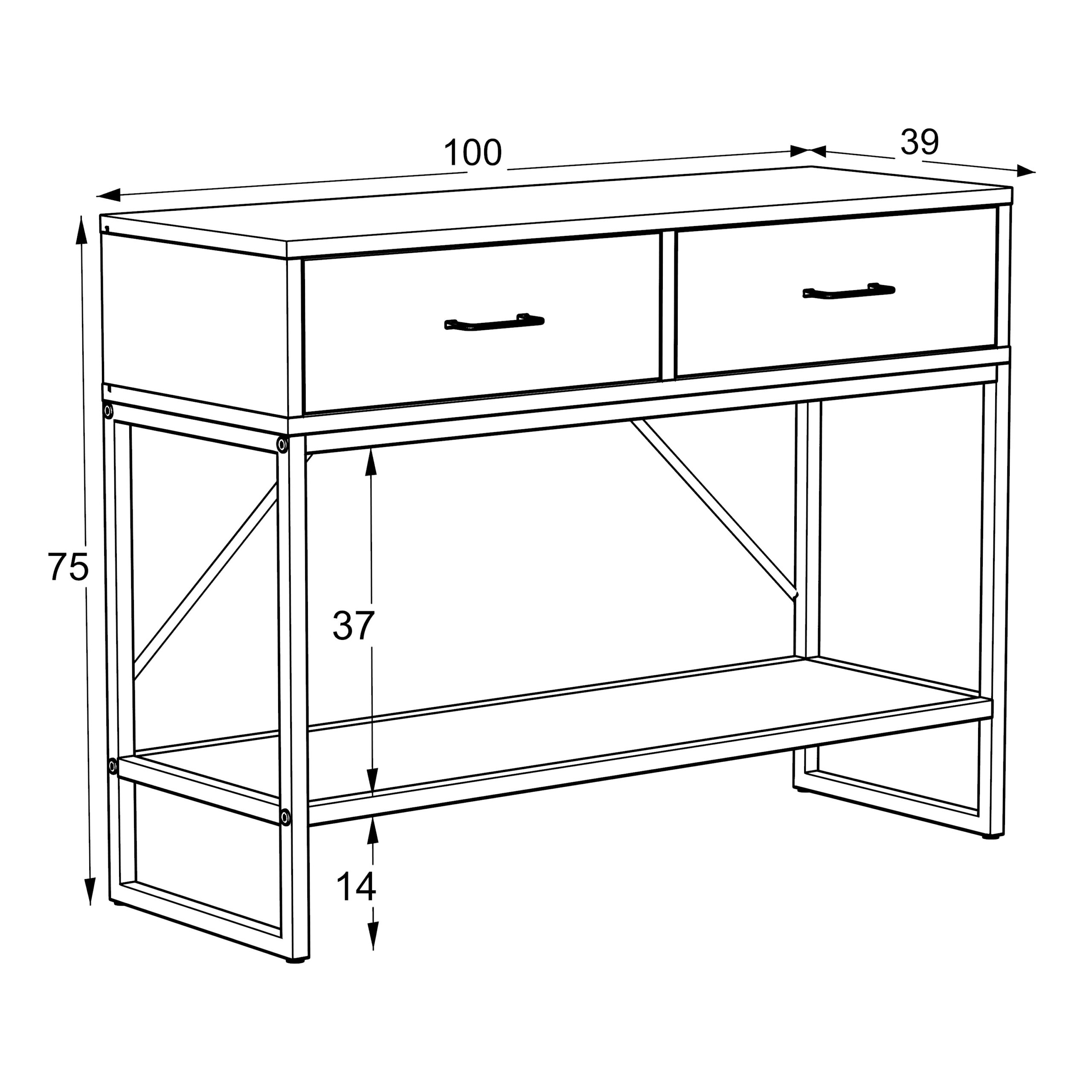 קונסולת כניסה למסדרון לבית מעוצבת עץ אלון מעושן ומתכת שחורה דגם שרית