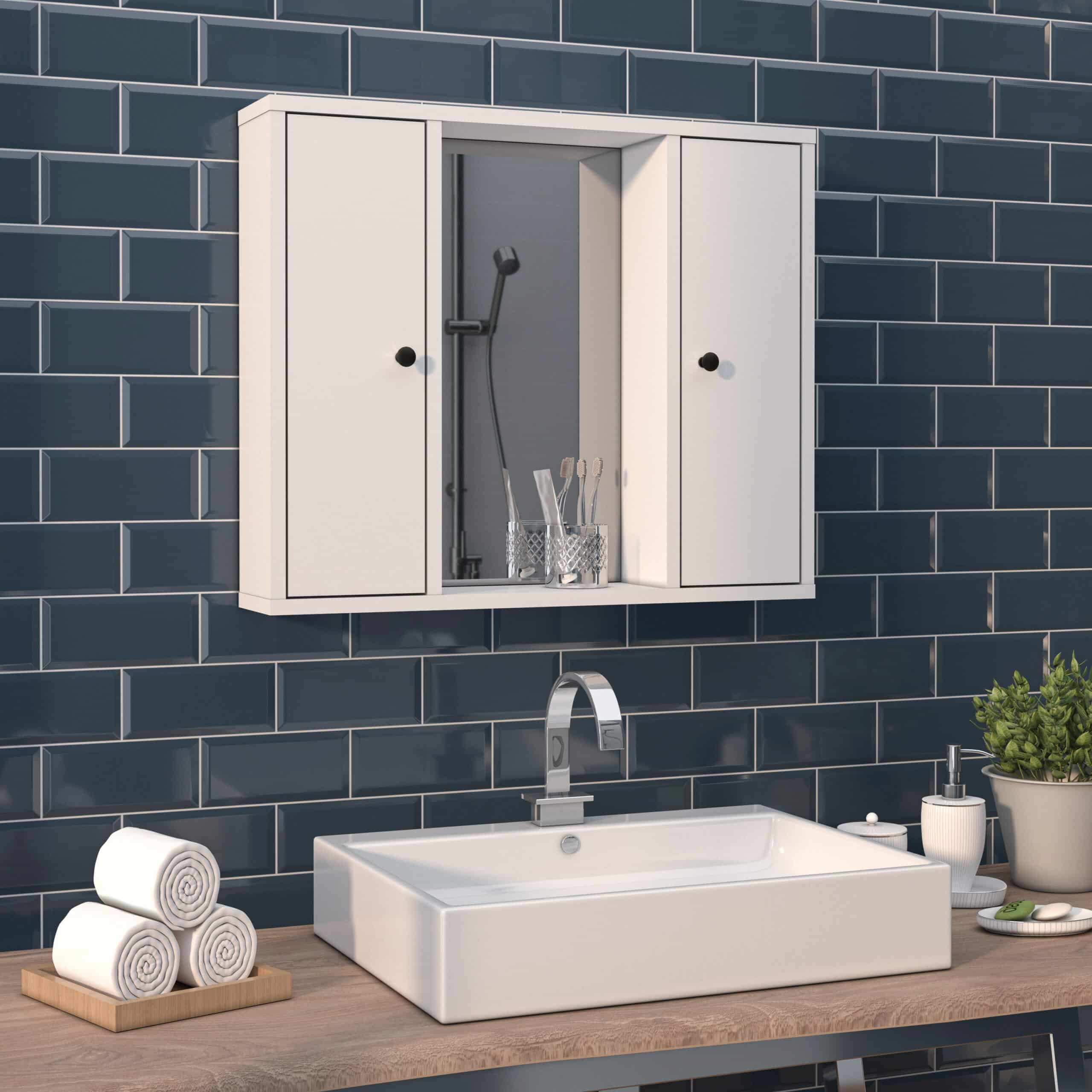 ארון מקלחת כפול עם מראה באמצע דגם פאר