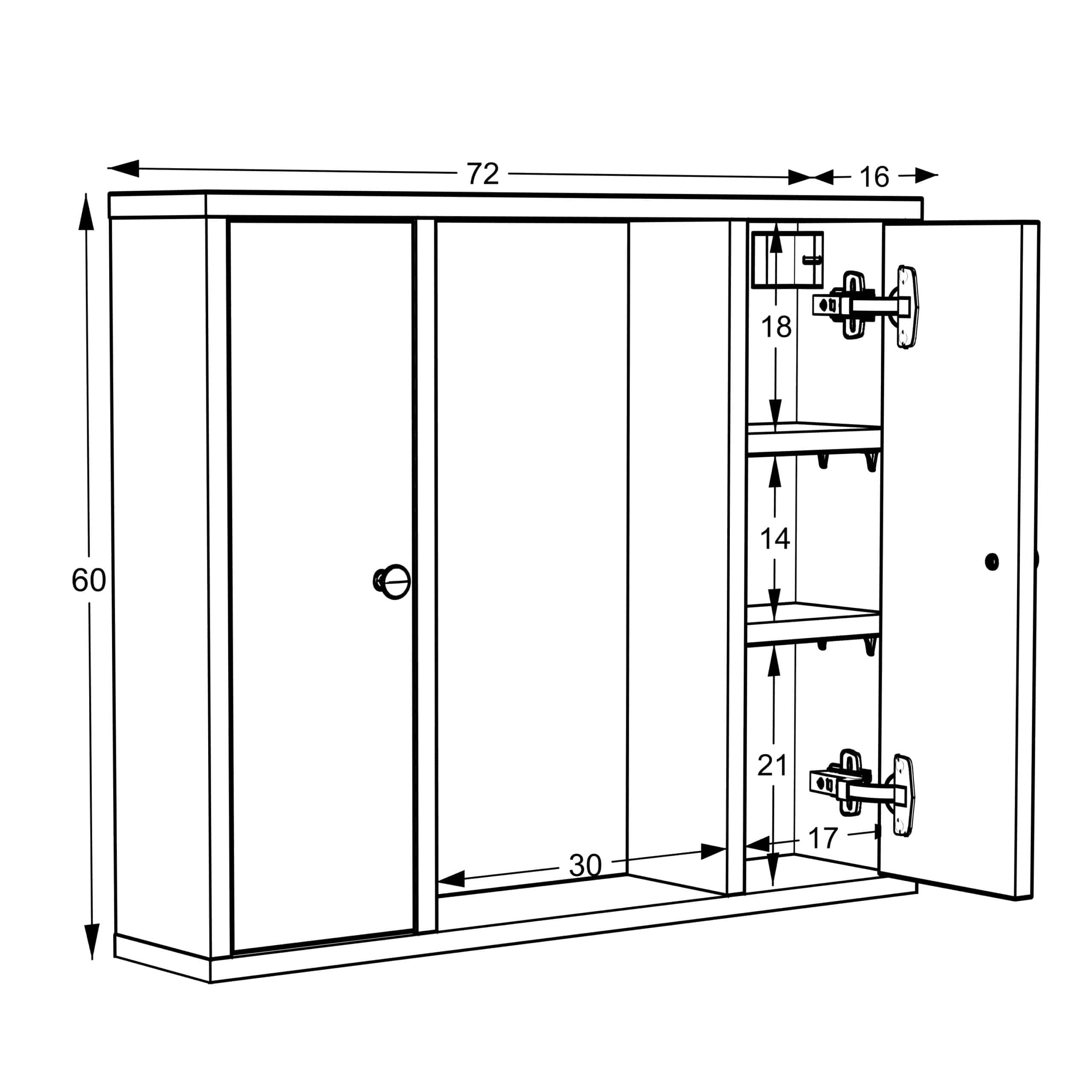 ארון מקלחת כפול עם מראה באמצע דגם פאר