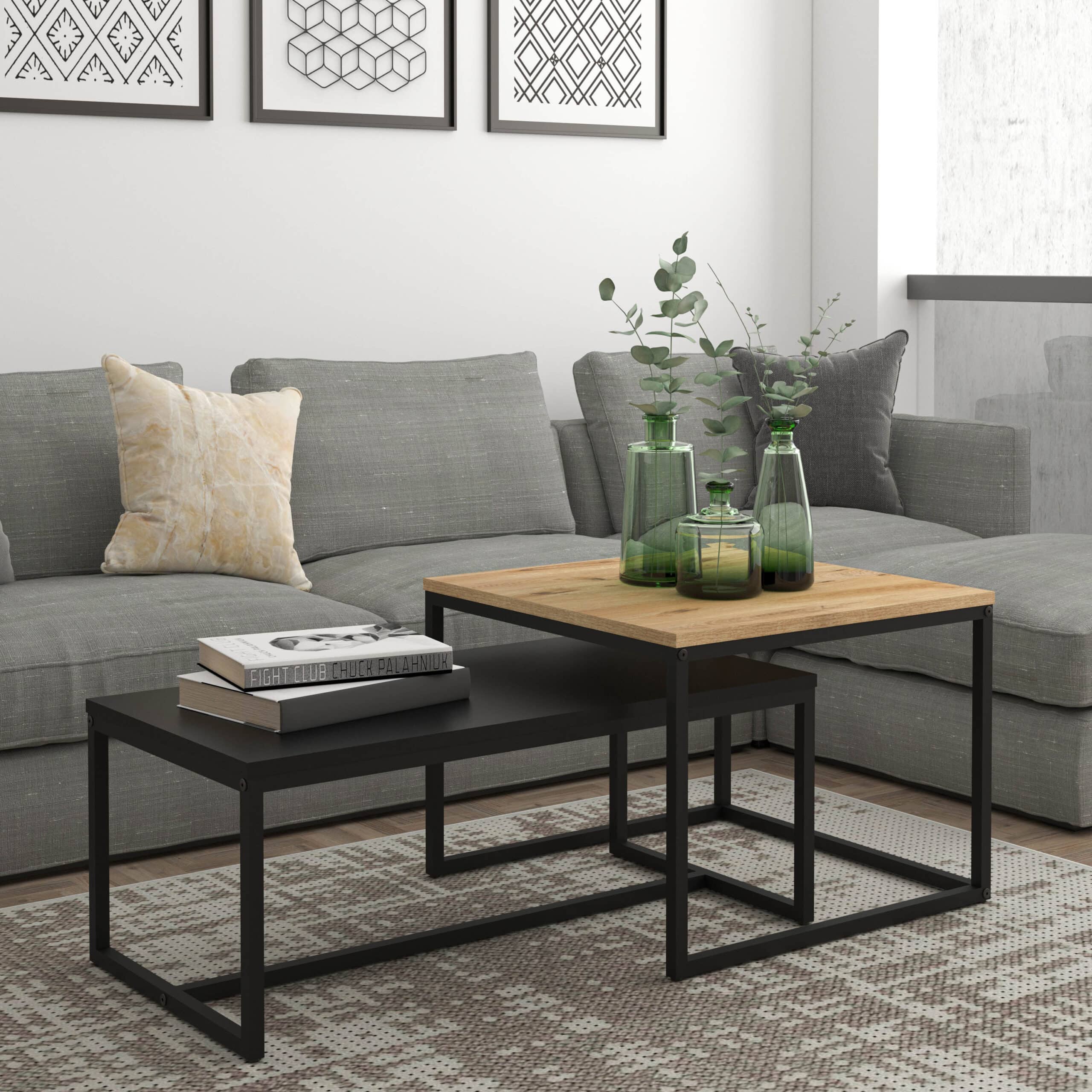 2 שולחנות סלון דגם ליטל שחור עץ