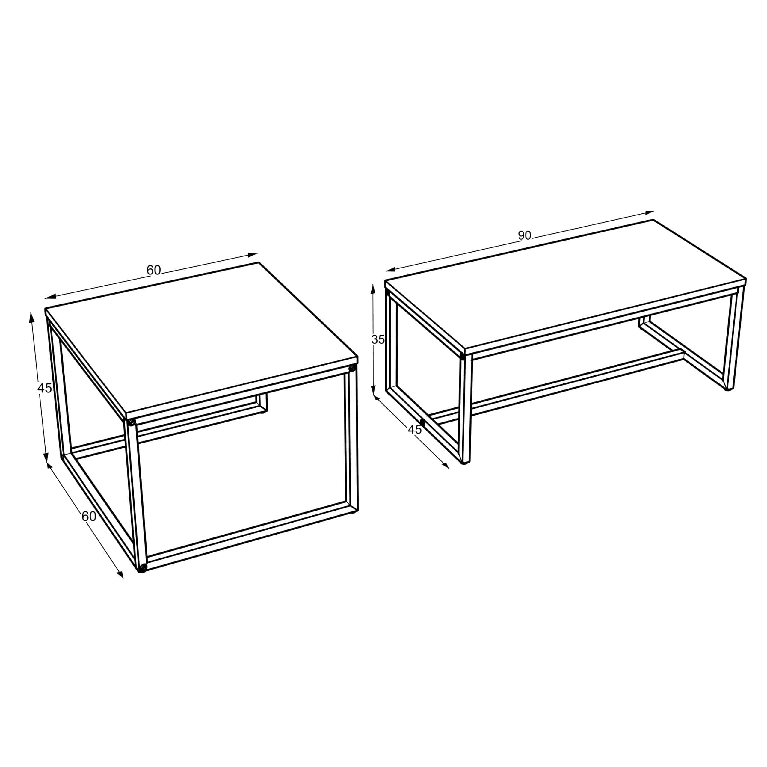 2 שולחנות סלון דגם ליטל שחור עץ