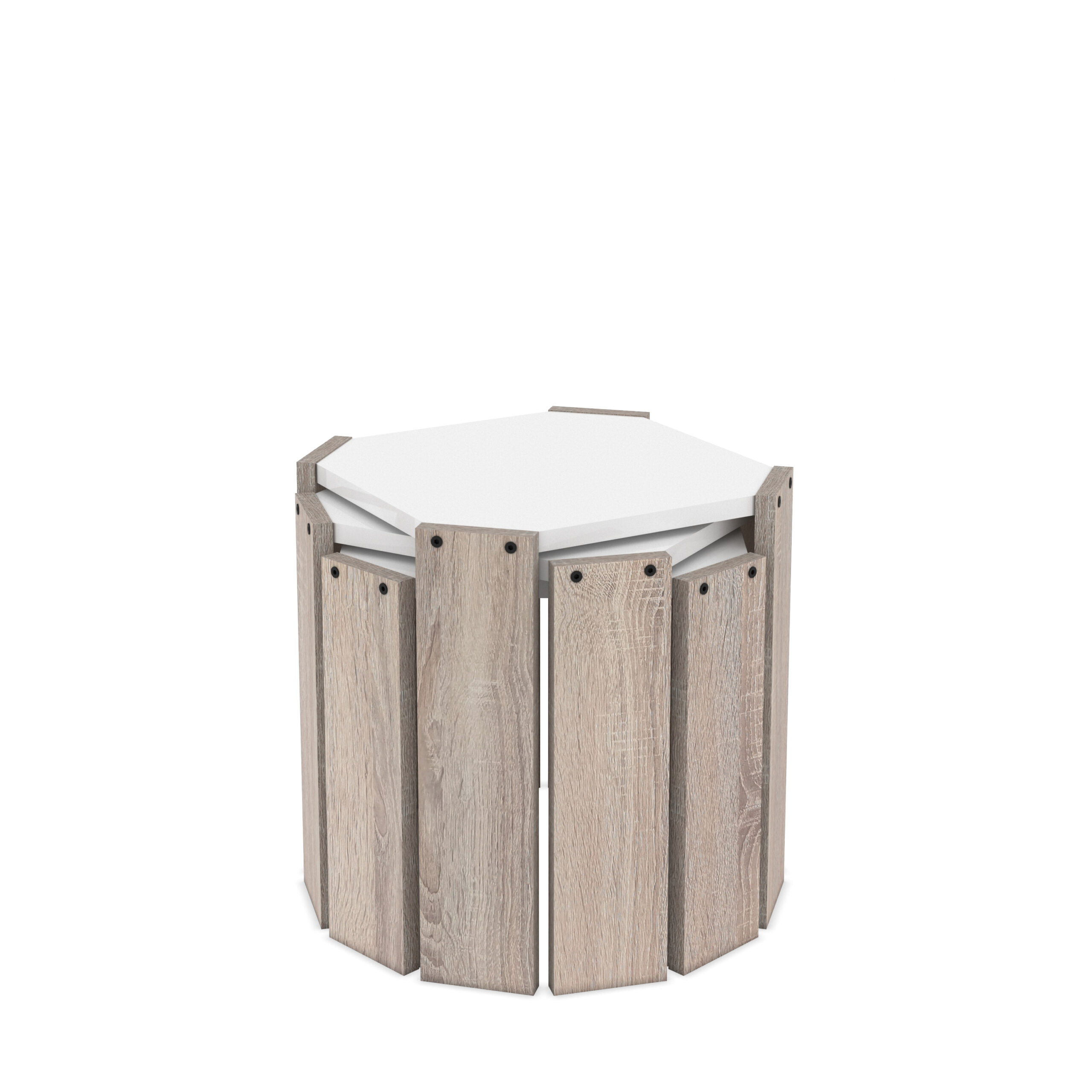 סט שולחן מתפצל ל 3 שולחנות רגלי עץ אלון בהיר דגם שפי