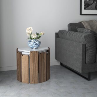 סט שולחן מתפצל ל 3 שולחנות רגלי עץ אלון דגם אורי