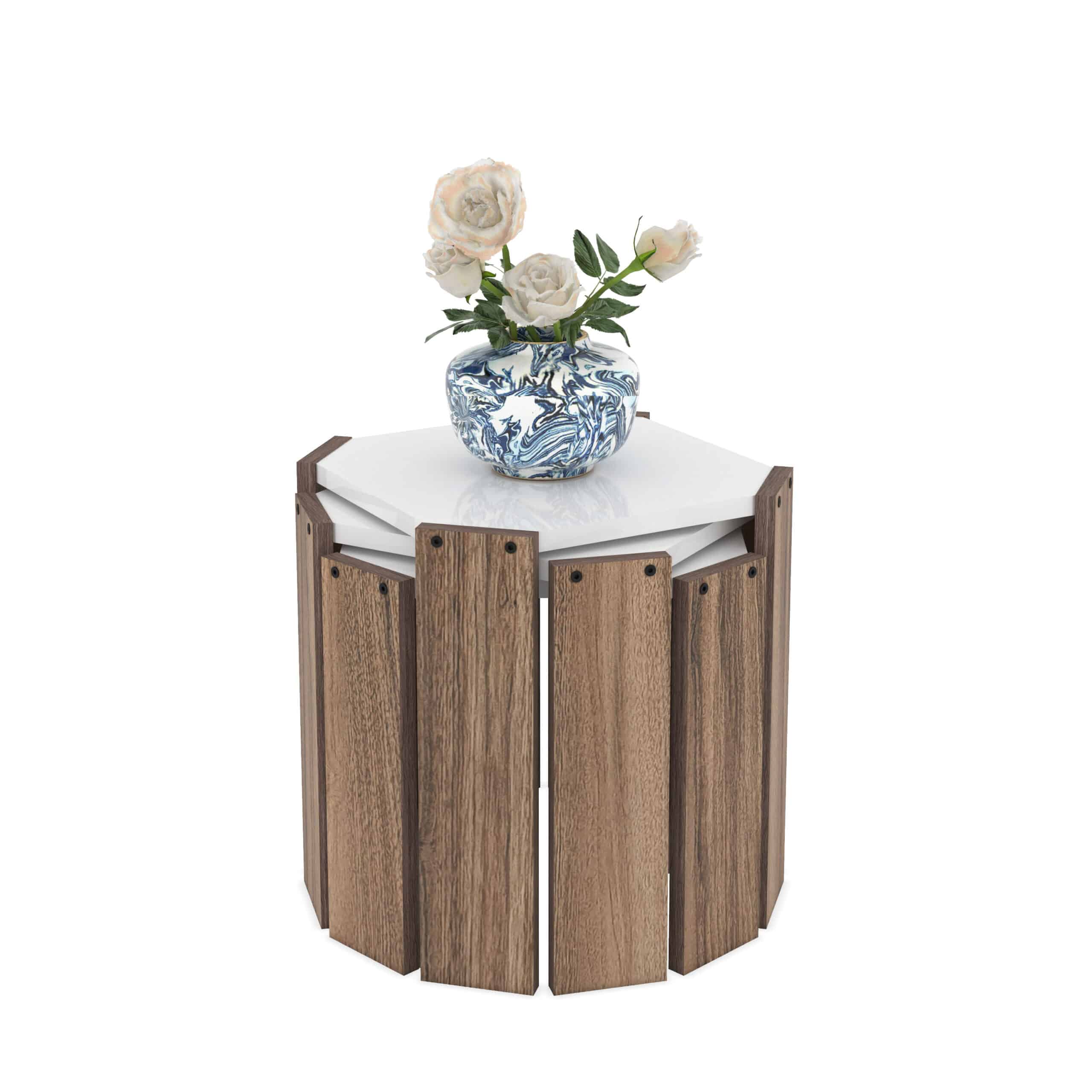 סט שולחן מתפצל ל 3 שולחנות רגלי עץ אלון דגם אורי