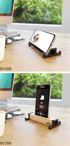 מעמד שולחני מעץ להנחת טלפון נייד או טאבלט עד 13 אינץ'