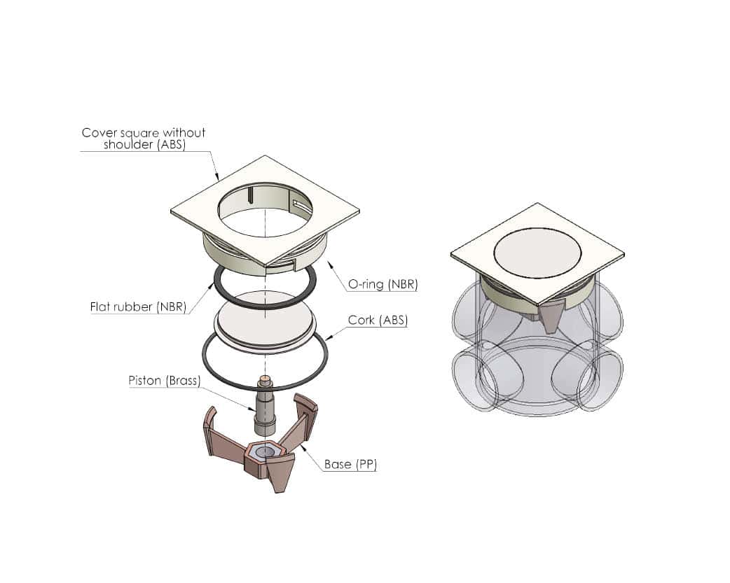 מכסה ביוב ריבוע ללא שפה - ניקל pumpit