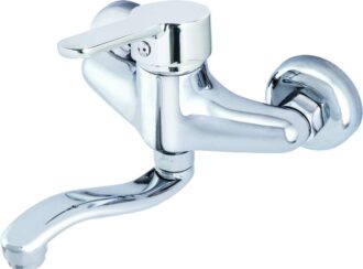 סוללת ברז קיר עם פיה תחתונה ארוכה מסתובבת - כרום