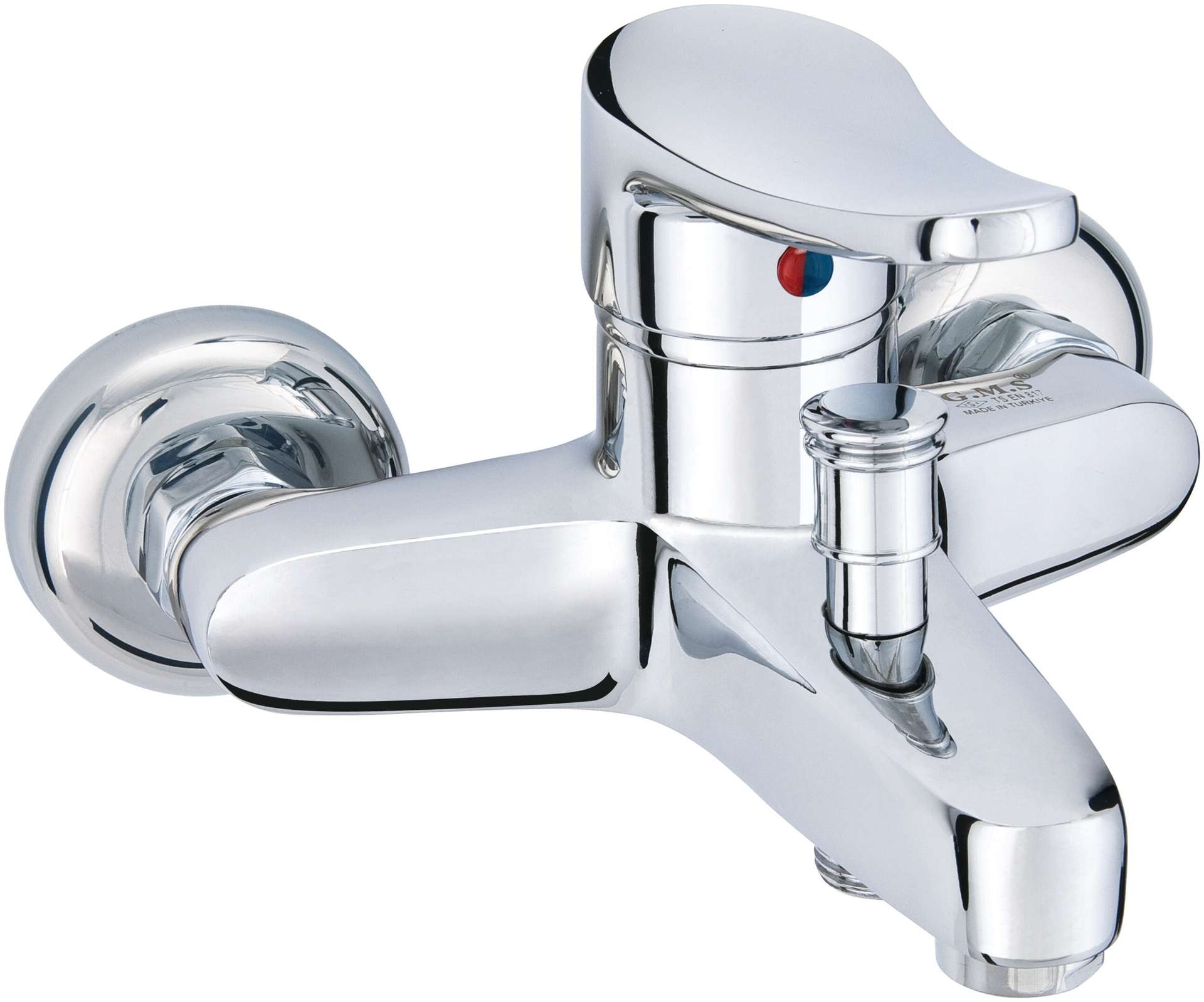 סוללת ברז קיר עם פיה תחתונה קצרה וחיבור לצינור מקלח יד